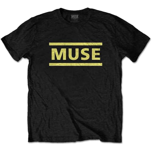 T-Shirt Unisex Muse Jaune Logo Noir M en coton doux avec coupe droite