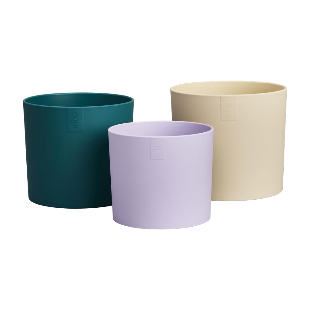 elho Lex Pott set of 3 - Plant Pots Indoor - 100% Recycled Plastic - diameter 11, 13 and 14 cm - White/Velvet Cream - Image 2