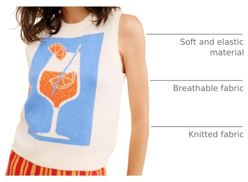 Image of Women Graphic Sweater Vest Y2k Knit Tank Top Lightweight Pullover Top