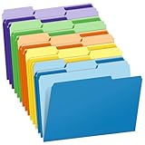 Two-Tone Color File Folders, 15 Pack Letter Size Folders with 5 Assorted Colors, 1/3-Cut Tabs, School Office Supplies