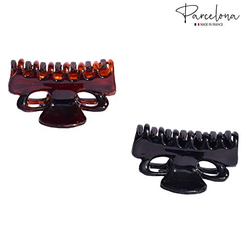 Pinces à cheveux acétate de cellulose marron noir Parcelona x4