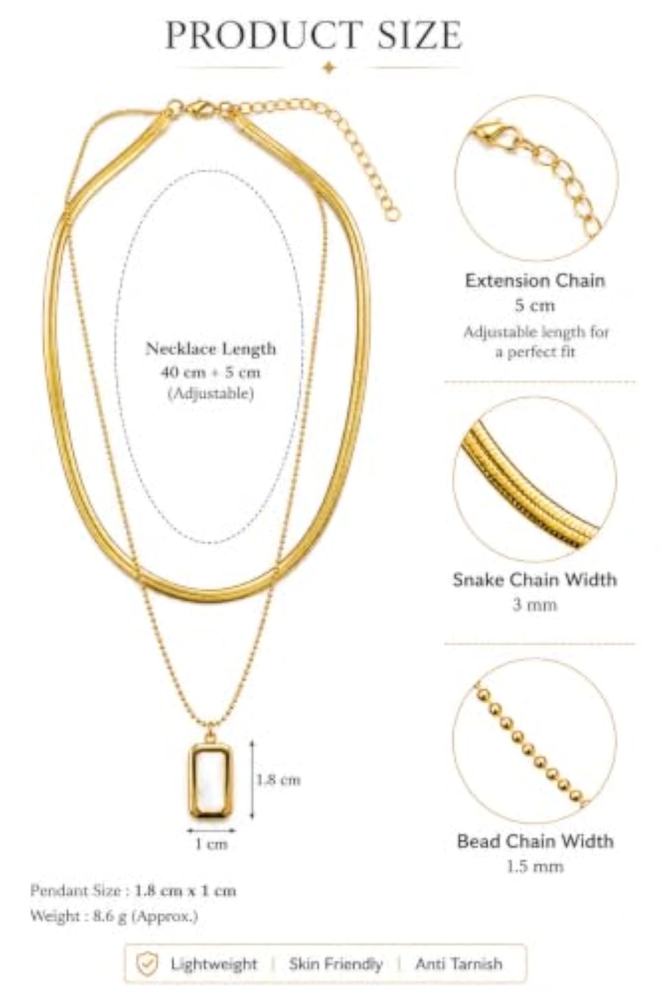 2-in-1 Layered Pendant Necklace Gold-Plated Aura Tu Esencia