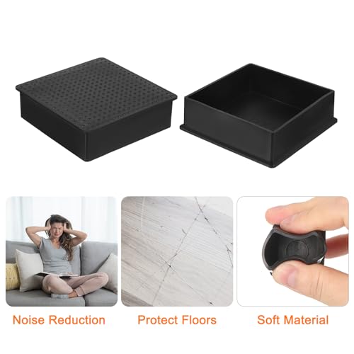 Tapas cuadradas de PVC para patas de silla, pack de 4 piezas negras 5