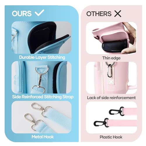Image of Water Bottle Carrier Bag with Phone Pocket for Stanley Cup 40 /30oz,Insulated Neoprene Water Bottle Holder Cross-boday Bag with Adjustable Shoulder & Handheld Strap Stanley Cup Accessories