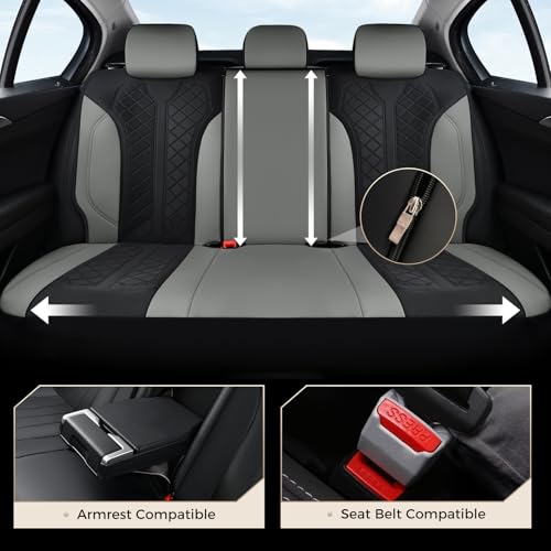 Image of Coverado Car Seat Covers 5 Seats, Seat Covers Full Set, Mesh Breathable Seat Protectors, 5-Piece Spill-Proof White Automotive Seat Covers, Universal Fit for SUV, Sedan, Truck