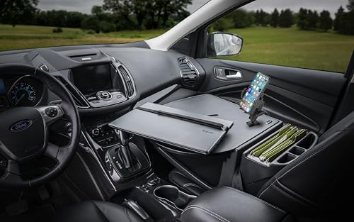 Image of AutoExec AE-RMCD-PI-PM-BT Roadmaster Car Desk for Your Vehicle Workstation and Mobile Office, Black with 400 watt Power Inverter and Phone Mount | Vehicle Workstation, Mobile Office, 400 Watt Power Inverter, Phone Mount