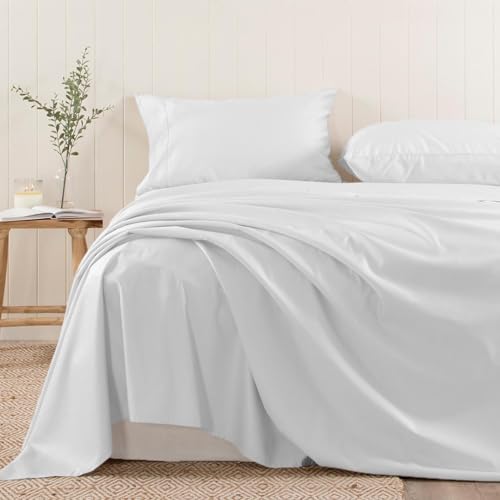 RK Linen Luxury 1-Piece Twin Size Flat Sheet – 1500 Thread Count Pima Cotton, Heavyweight Fabric, Ultra Soft & Durable (White)