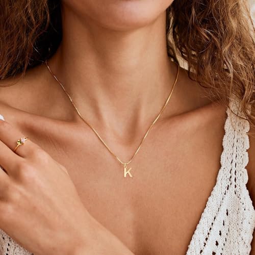 SLOONG Initial Necklaces for Women Teen Girls, 18K Gold Plated Necklace Dainty A - Z Pendant Personailzed Necklace Cute Initial Letter Necklace Gold Jewelry Gifts4