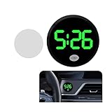 Zpana Digital Dashboard Car Clock, Stick On Vehicle Digital Clock with LED Time Display, Touch Activated Round Luminous Automotive Interior Watch Decorative Accessories, Universal Fit (Black/Green)