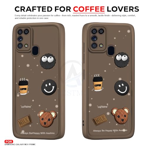 Image of AESTMO Back Case Cover for Samsung Galaxy M31 / F41 / M31 Prime Cover | Cute Fun Cartoon 3D Ball | Coffee Silicone Case | Full Body Protection | Camera Protection Back Cover (Brown)