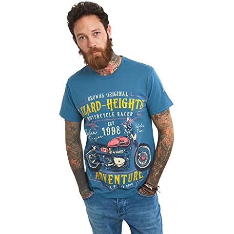 Joe Browns Men's Motorbike Racing Adventure Graphic Print T Shirt, Slate, L Cover