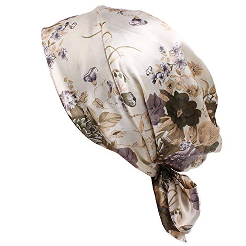 Vobony Kopftuch Damen Elegante Turban Mütze Chemo Kopfbedeckung Bandana Headwrap Für Haarausfall (Beige) Cover