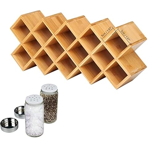 Gunolye Bamboo Spice Rack, 18-Jar Bamboo Countertop Spice Rack Organizer,Free Standing Spice Organiser (43.5cm x 9.5cm x 18.5cm) Cover
