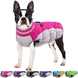 OUOBOB Dog Jackets for Medium Dogs,Medium Dog Coat,Warm Dog Winter Coat Zip Up Back,Waterproof Dog Jacket with D-Ring,Dog Cold Weather Coats with Fleece Lined, Dog Snowsuit Pug Boston Terrier M