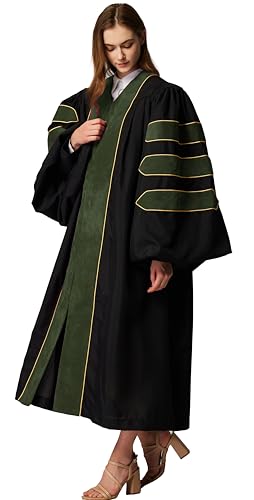 Image of MyGradDay Unisex Deluxe Graduation Doctorate Robe with Gold Piping Available for Customization