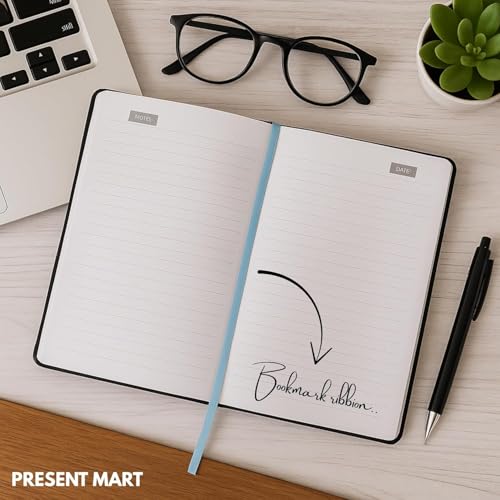 Image of Personalised PU Leather Diary - A5 Size Black Hardbound Notebook with Name Print & Matching Strap, 176 Pages 80 GSM Paper, Calendar, Memo Section, Ideal for Gifting