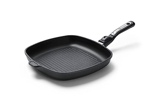 ITN Antihaftbeschichtungen Grillpfanne Induktion 28 x 28 x 5 cm I Handmade in Germany I Für alle Herdarten geeignet I abnehmbarer Stiel I Gleichmäßige Hitzeverteilung I Einfache Reinigung