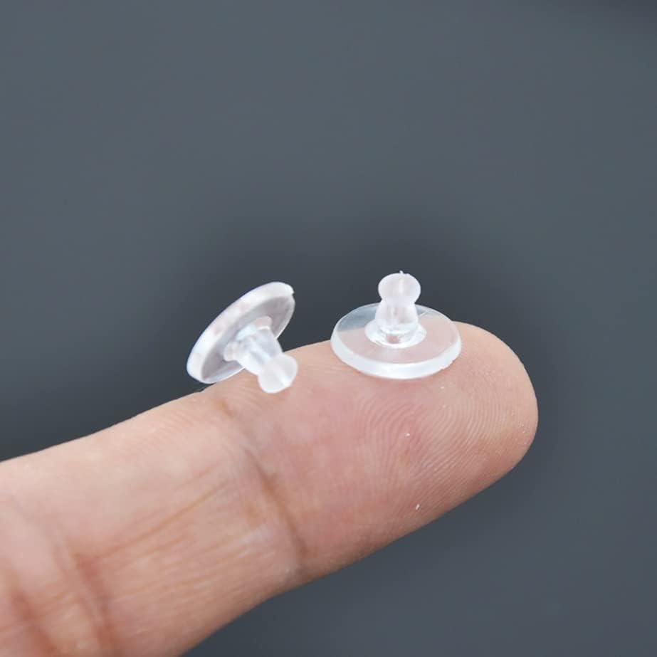 Earring Backs 100Pairs Plastic Earring Backs with Pad Soft Clear Ear Safety Back Pads Backstops Replacement for Fish Hook Earring Studs Hoops(200)
