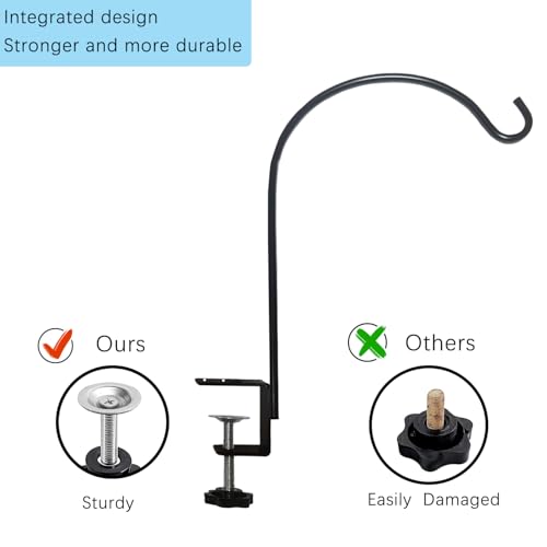 Super Short Deck Hook for Railing 4 Pack Deck Bird Feeder Pole with 3.3 Inch Strengthened Clamp for Hanging Bird Feeders, Lanterns, Wind Chimes, Flower and Plant Baskets (4)（Lanterns Not included) by Silintion - Image 9