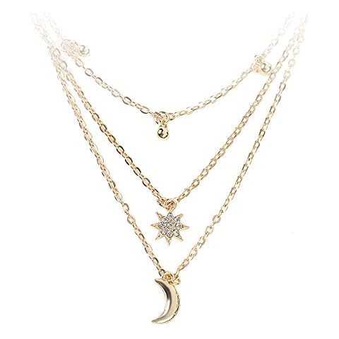 Fashion Moon Star Choker Necklace Trendy Necklace Pendant Necklace Teen Necklace Jewelry for Women and Girls Gift for Her (GOLD) Cover