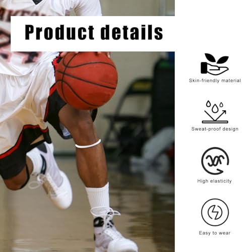 Image of Gosknor 4pcs Patellar Tendon Support Strap Knee Band (Fluorescent White) | Silicone Patella Knee Brace Elastic Strap for Basketball Running Hiking Jumpers Soccer Volleyball Sports