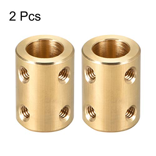 sourcing map 2 Stück 10mm bis 10mm Bohrung Starre Kupplungsschraube L22XD16 Kupfer Wellenkupplungsverbinder Motorzubehör