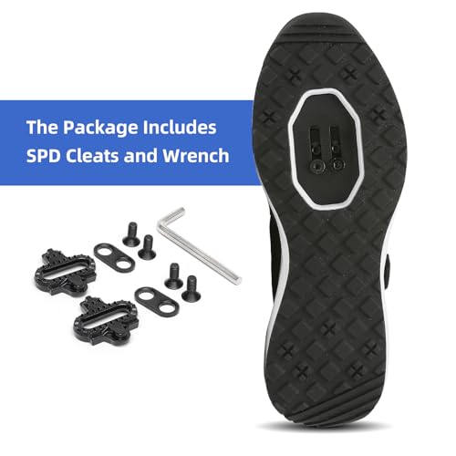 Kyedoo Sapatos de ciclismo confortáveis compatíveis com chuteiras SPD para homens, chuteiras incluíd
