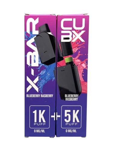 CUBX- double pod remplissable (batterie non incluse) sans nicotine ni tabac, Vente interdite aux personnes âgées de moins de18 ans (saveur : Myrtille Framboise)