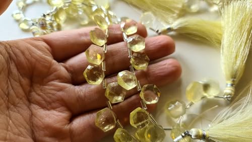 Perles en quartz citron naturel : la lumière d'un bouclier hexagonal en bijouterie - 5