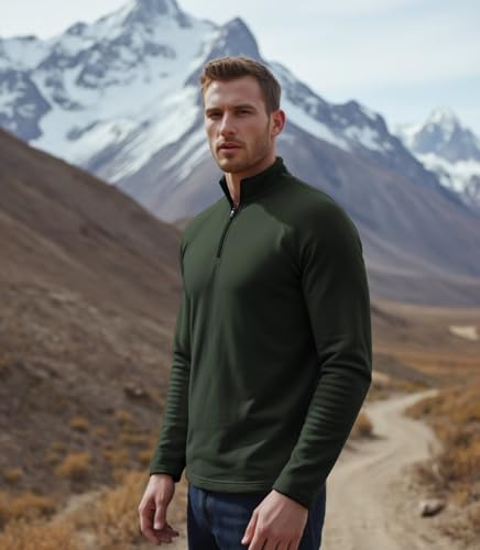 Mens Quarter Zip Pullover Fleece, Outdoor Half Zipper Jacket 1/4 Zipped Thermal Sweatshirt Regular Fitted3