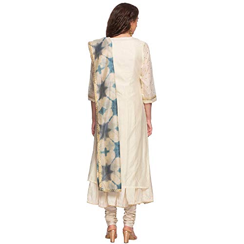 Image of BIBA Womens Notched Neck Embroidered Churidar Suit