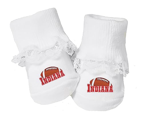 Future Tailgater Baby Toe Bootie Socks with Lace for Indiana Fans