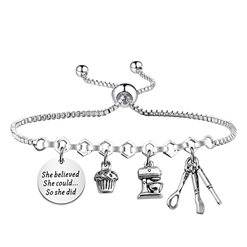 PLITI Baker Bracelet Culinary Student Gift Culinary School Graduation Gift She Believed She Could So She Did Bangle