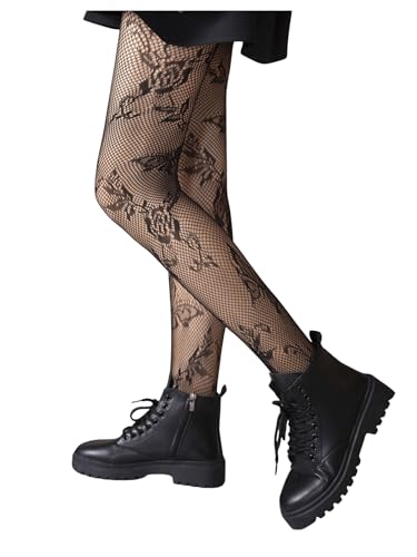 Image of SHENHE Women's Patterned Fishnet Tights High Waist Pantyhose Floral Stockings