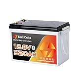 TechCella 12V 320Ah LiFePO4 Battery, 200A BMS with Bluetooth, 6000+ Deep Cycle, Low Temp Cut Off, Mini 12V Lithium Battery Max 2.56kW for RV, Camping, Off Grid, Solar, Trolling Motor