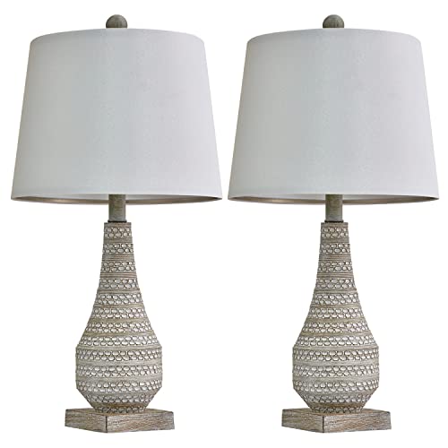 Bobomomo 23.75" Rustic Retro Farmhouse Table Lamp Set Of 2 For Bedroom Living Room Traditional Nightstand Lamps With White Fabric Shade #TOP7