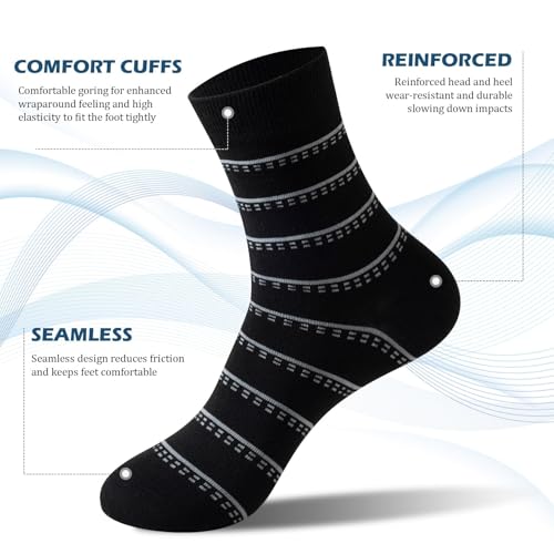 4 Pairs Men's Patterned Socks with Seamless Toe, Moisture Wicking Black Work Socks, Ideal for Business Occasions2