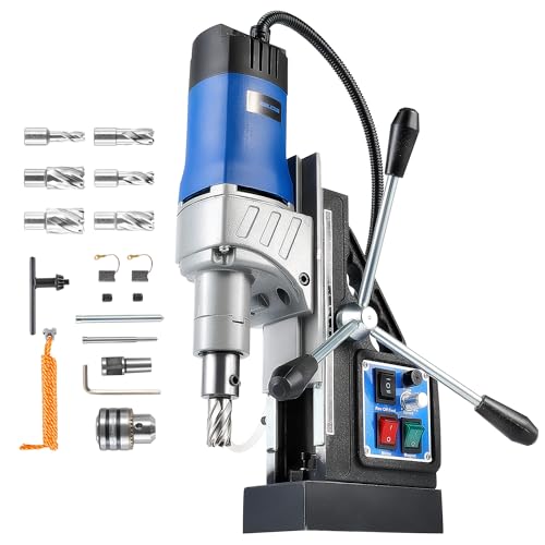 ZELCAN Mag Drill Press with 6 Drill Bits, 1550W Portable Magnetic Press with 2