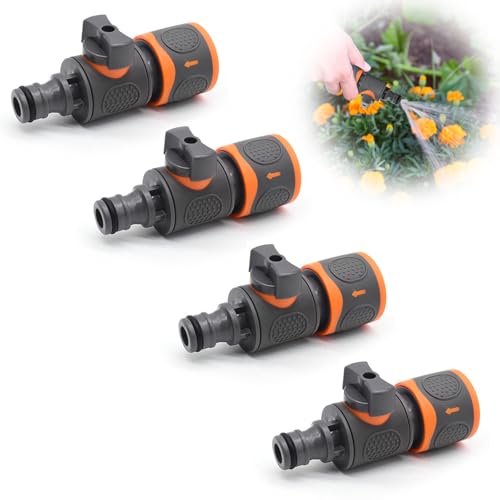 Kupplung mit Regulierventil,4 Stück Gartenschlauch Schnellkupplung,Gartenschlauch Verbinder mit Absperrventil,Schlauchverbinder,Schlauch Kupplung-Satz,für 1/2 Zoll Wasserschläuche Kupplung mit Regulierventil,4 Stück Gartenschlauch Schnellkupplung,Gartenschlauch Verbinder mit Absperrventil,Schlauchverbinder,Schlauch Kupplung-Satz,für 1/2 Zoll Wasserschläuche