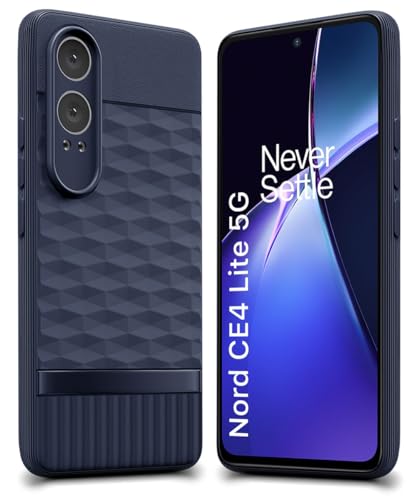 Image of WOW IMAGINE Back Cover for 1+ OnePlus Nord CE 4 Lite 5G with Hexa Cube Design | Ultra Slim Soft Rubberised Case | Inner Velvet Fabric | Matte Silicone Flexible Mobile Case | Camera Protection - Blue