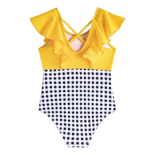 LIZENS Girls One Piece Swimsuit with Bright Colors Kids Swimwear Ruffle Swimsuit Beachwear2