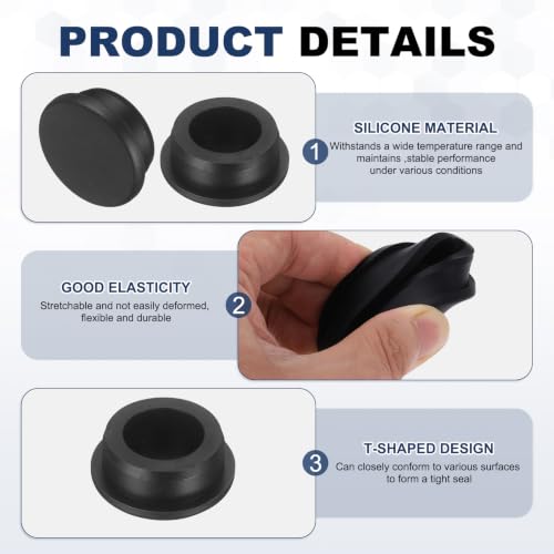 Image of MECCANIXITY 36pcs T-Shaped Silicone Plugs 30mm 1-3 /16 Inch Dia Snap in Plug Hole Seal Cover Round Rubber Stopper for 29-30mm Holes Kitchen Rubber Bulkheads Waterproof Sealing, Black