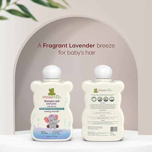 Image of ShuShu Babies Natural Calming Lavender Baby Wash & Shampoo-400ml | Baby Head to Toe Wash | Suitable for Newborn Sensitive Skin | Gentle, Tear-Free, Mild & Hypoallergenic Formula