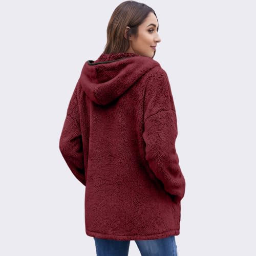 Sherpa Jacket Women Shearling Plush Oversized Winter Zip Up Long Coat - image 5