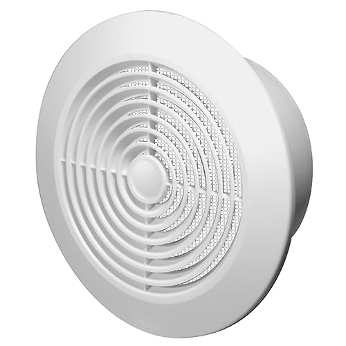 6-inch / 150 mm Circular Ceiling Mounted Air Vent Grille Cover, Round Ventilation Extract/Supply Valve Diffuser, Anti Fly Net, Easy Installation, UV Resistant Plastic (White)