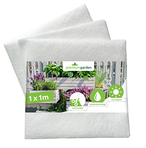 premiumgarden Premium Blumenkastenvlies | 1m² | Maße: 0,9 x 1,15m | 3er Pack | weiß | 110g/m² | Trennvlies/Filtervlies | Gärtnervlies für Blumentöpfe | Pflanzkübel und Blumenkästen