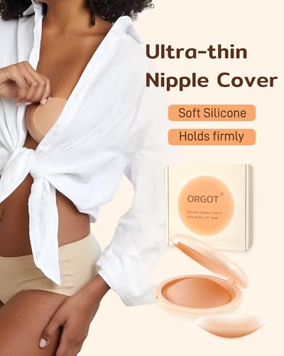 Nipple Covers for Women 2 Pairs, Pasty Nipple Covers, Hypoallergenic Sticky Adhesive Silicone Pasties Reusable with Case2