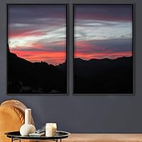 2 Piece Framed Canvas Wall Art Sunset in The Mountains Canvas Prints Home Artwork Decoration for Living Room,Bedroom - 16