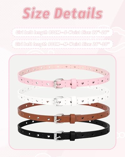 image for Kajeer Kids Belt for Girls,4 Pcs Durable PU Leather Belt Metal Buckle 