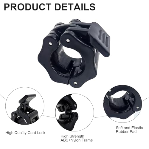 YWKJDDM Olympic Barbell Clips, 25mm/1 Inch Barbell Lock Clamps, 3 Pair (Black, Red, Green) for Pro Crossfit Strong Lifts and Olympic Training - Image 4